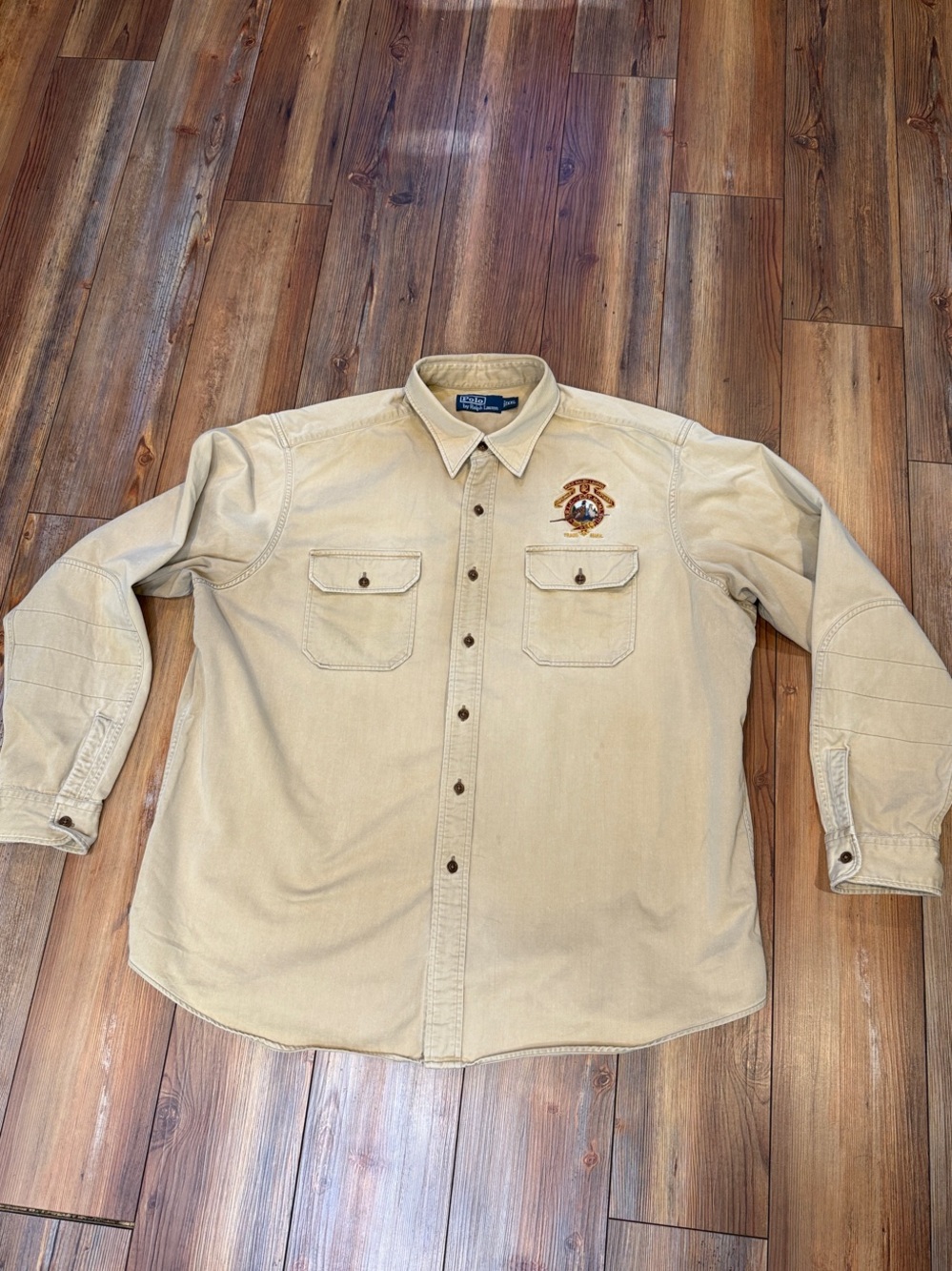 Polo Ralph Lauren PRLC Khaki Lightweight Shirt Jacket with Back Graphic Size XXL - Picture 2 of 13